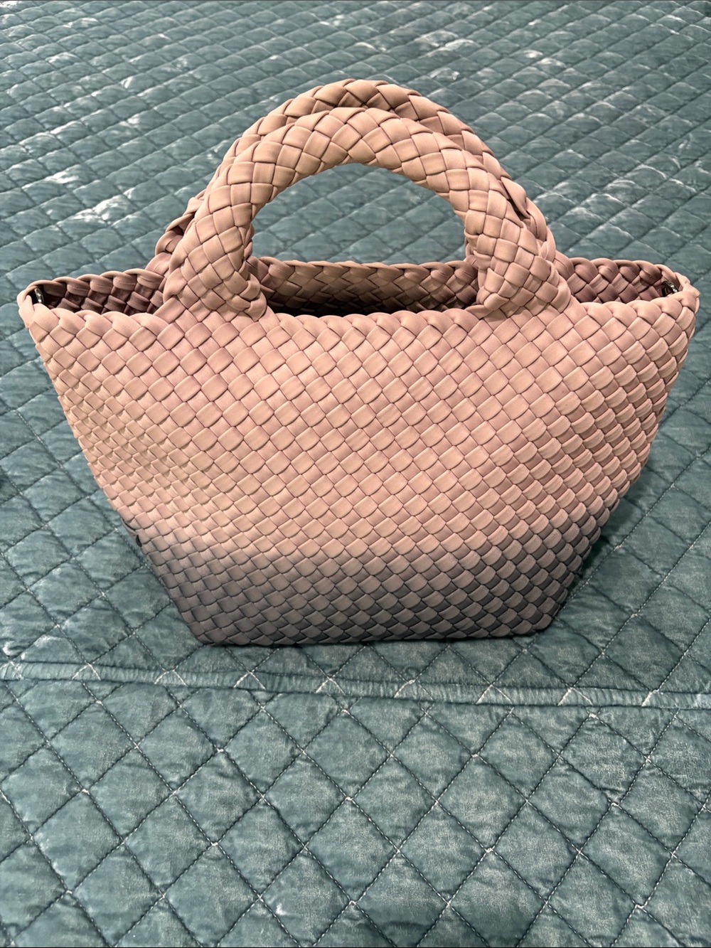 Nagshedi NYC St. Barth’s Woven Top-Handle Tote in Navy/purple